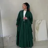 エスニック衣類プレーンサテンオープンアバヤ女性のためのイスラム教徒のアバヤ