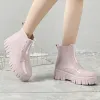 Skor 2023 Ins Women's Short Rain Boots Waterproof Ankle Rain Boots Light Weight Garden Shoes Pu Chelsea stövlar