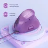 SEENDA Ergonomic Mouse Rechargeable Bluetooth 50 30 24g USB Wireless Vertical for Mac Windows Computers Purple Mice 240309