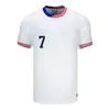 ZSESAS SOCCER JERSEY 2024 2025 Copa America USWnt KIT KIT USMNT 24/25 DOMOWE DOSTALNE Piłka nożna Krajowa wersja munduru w wersji Pulisic Balogun Smith Morgan