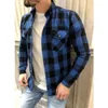 2023 Spring and Autumn Cotton Coolen Grid Mens Shirt All Match Slim Long Sleeve Clothing 240301