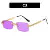 Square small frame sunglasses with diamond inlay sunglasses for womens personality frameless sunglasses Instagram popular same style