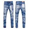 Brand Men's Jeans Fashion Mens Jeans High Street Blue Ripped Patch Light 2024 Trend Pants Pur-ple Jeans