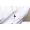 Pendant Necklaces Men Gray Lightning Necklace Stainless Steel Bolt Thunder Flash Charm Male Jewelry 20 -24 Inch Drop Delivery Pendants Dhi83