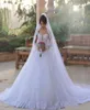 Luxo árabe Dubai branco vestido de baile vestidos de casamento rendas mangas compridas sheer neck apliques trem jardim vestidos de noiva formal noiva 7841874