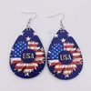 Dangle Earrings Independence Day Wooden Sunflower American Flag Water Drop For Women Jewelry