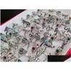 Cluster Rings Bk Lots 50Pcs/Lot New Mix Punk Rock Sier Alloy Ring For Men Women Retro Animal Eyes Snake Fashion Wholesale Pa Dhgarden Dhcga