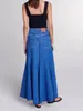 Women Denim Skirt Fashionable Splicing Blue Irregular Spring 2024 New Maje Designer Ladies High Waist Loose Vintage All-Match Mid-Length Robe