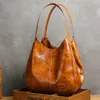 Casual Women torebka torebka o dużej pojemności TOTE Bag Wysoka jakość lady vintage hobo miękkie patchwork ramię brązowe 240305