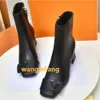 نساء الكاحل أحذية كلاسيكية المطبوعات Cowskin Leather Booties مصمم Shake Boot 5.5 سم مكتنزة الكعب مربع Toe Black Party Shoes000