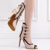 Dance Shoes Woman Beige Latin Strap Girls High Heels Women Suede Rubber Summer Sandals Salsa Jazz Latino Dancing Sheos7.5-11cm