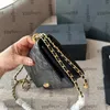 Boulets noirs en peau d'agneau pour femmes sur sacs de chaîne Sacs de téléphone Multi Pochette Gold Metal Hardware Matelasse Sangle à main réglable Matelasse Purse 19cm