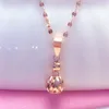 Pingentes em banhado 14k ouro rosa pingente simples oco redondo colar de contas moda charme clavícula corrente jóias