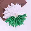 Broches de tecido fita branco verde grupo flor corsage pino comunidade iota phi lambda os links broche irmã