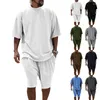 Survêtements pour hommes, costume d'été Simple, couleur unie, décontracté, ample, grande taille, T-shirt à manches courtes, Short, vêtements de printemps 2 pièces