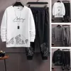 Corea Mens Set di cotone con cappuccio pantaloni sportivi 2 pezzi felpa abiti Kawaii coreano streetwear marchio di lusso tuta outfit 240312