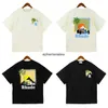 Erkek Tişörtler Erkekler Kadın Moonlight Tropikal Gevşek Siyah ve Beyaz Badem Kısa Kollu T-Shirt Çift Günlük Yuvarlak Boyun H240401