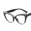 ビッグブランドリーディングメガネファッションキャットアイ女性アンチブルーライト透明な眼鏡特大の処方メガネフレーム240318