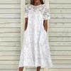 Vestidos casuais renda costura lavável respirável verão ao ar livre bordado flor midi vestido praia streetwear traje