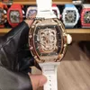 Luxury Richarmille Watch Wristwatch Watches Milles Designer Mens hela automatiska mekaniska skalle Skull Skull Star Stjärnspäckad band Personlig modevattentät