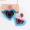 Fishsheep Korean Big Acrylic Heart Drop Earrings For Women Girl Iridescen Harts Love Dingle Earring Fashion Ear smycken 240321