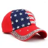 Boll Caps American Flag Women Baseball Hat Studded Diamond Jeans Patchwork Casquette Homme Snapback Boys Girls Sport Leisure Sun Hats