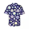 メンズカジュアルシャツブルーフローラルビーチシャツかわいい花プリントハワイアンメンクールブラウス半袖ハラジュクデザイントップ
