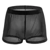 Calzoncillos Boxer de hilo de malla bragas transpirables de cintura media ropa interior fina transparente