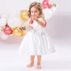 Vin doux rose vert blanc carré robes de fille de fleur robes d'anniversaire de fille jupe de fête de filles robe de tous les jours vêtements de fête pour enfants SZ 2-4 D322120