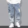 メンズジーンズパンツジョギングメンジャパンハラジュクファッション貨物カジュアルカジュアル衣料弾性ウエストズボンストリートウェア