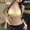 Women's Tanks Streetwear Lace Splicing Solid Color All Match Camisole Women 2024 Spring V-neck Polka Dot Hollow Sexy Crop Top With Scarf