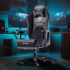 Autofull C3 Gaming Office PC Support lombaire ergonomique, style course en cuir PU, dossier haut, chaise de travail pivotante réglable avec repose-pieds (noir)