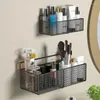 Hooks Black Wall-Mounted Bathroom Shelf Shower Shampoo Rack Kitchen Condiment Storage Basket Toilet Soap Holder Organizer