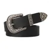 Bälten Trendiga retro Buckle Belt Vintage Style Faux Leather Waistband med justerbar längd Multihål Design för kvinnors jeans