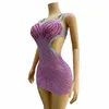 Casual Dresses Summer Backless Women Evening CelebriateBirthday Dress Nightclub Outfit Show StageWear Sexy Sparkly Rhinestones Short