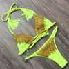 Mulheres Swimwear BANDEA Sexy Bikini Set Marca Mulheres Maiô Vintage Alto Pescoço Bodysuit Handmade Crochet Biquini HA021