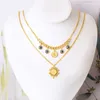 Ketting Oorbellen Set 316L Roestvrij Staal Mode Fijne Sieraden Oog Munt Bloemen 2-Layer Charme Ketting Choker Kettingen voor Vrouwen