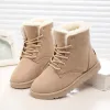 Boots 2023 Women Winter Snow Boots Warm Flat Plus Size Platform Lace Up Ladies Women's Shoes New Flock Fur Suede Ankle Boots 3543