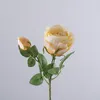 Roses de bourgeon floral simulé à double tête pour décoration de maison, salon, salle à manger, décoration, bouquet de mariage, fournitures de fleurs