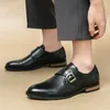 Nowe męskie buty na skórzane buty modne Monk buty Formalne sukienki Buty Męskie Offids Oxfords dżentelmen buty ślubne czarny kawa plus rozmiar: 38-46