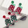 Dangle Oorbellen Kerst Cartoon Kerstman Broek Acryl Voor Vrouwen Glitter Rood Groen Wollen Drop Earring Kerst Sieraden Cadeau