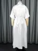 Robes décontractées AOMEI Mode Femmes élégantes Blanc Bouton Chemise Robe 2024 Rétro Femmes Trois Quarts Robe à Poitrine Simple
