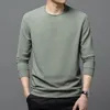 Herbst Herren T -Shirts Solid Oneck Long Sleeve Spring Casual Men Clothing Business T -Shirt für männliche Tops Tee 240313