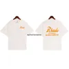 T-shirts voor heren Klassieke stijl Casual Oranje Letter Bedrukt T-shirt Heren Paar Retro Wassen Mode Groot binnenlabel H240401