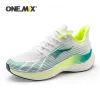 Slippers Onemix 2023 Marathon Men Running Shoes Green Breathable Mesh Carbon Fibre Plate Women Sneakers Lace Up Mesh Athletic Sport Shoes