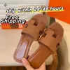 2024 New Designer Slippers Slides Classic Flat Heel Summer Lazy Fashion Casual Rubber Leather Slippers Women's Shoes Luxury Sandal Free Shipping