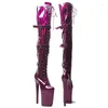 Sapatos de dança laijianjinxia moda 23cm/9 polegadas brilhante pu pólo dança plataforma de salto alto sobre o joelho botas modernas femininas 119