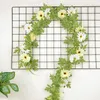 Decorative Flowers 1PC Simulation Wall Hanging Daisy Rattan Artificial Plant Sunflower Flower Vine Home Decor