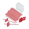 Disposable Cups Straws 50 PCS Red Lips And Paper Decorative Cocktail Drinking For Graduation Party Decoration Supplies