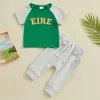 Set di abbigliamento Bambino Neonato Vestito per il giorno di San Patrizio Manica corta Camicia ricamata Eire Top Pantaloni da jogging Abiti irlandesi